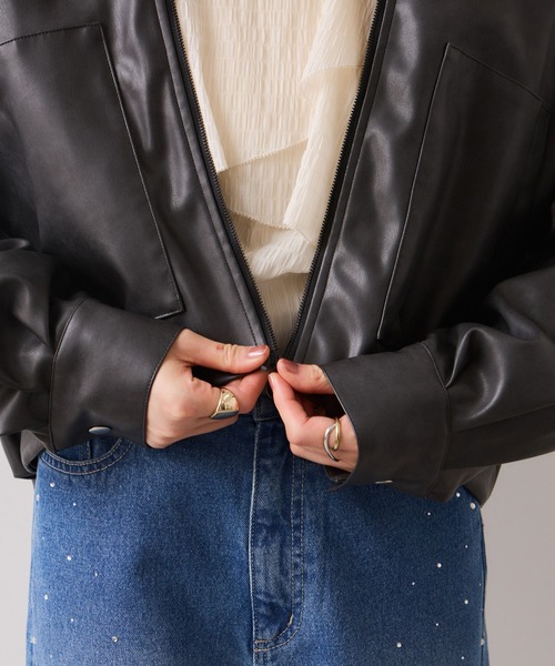 VIS（ビス） ブルゾン アウター アウトポケット合皮ブルゾン