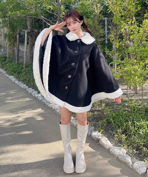 apres jour by あかちゃす」 ポンチョコート フリー ブラック