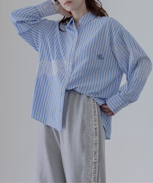 Eimee Law（エイミーロウ） ブラウス シャツ レースラインストライプ