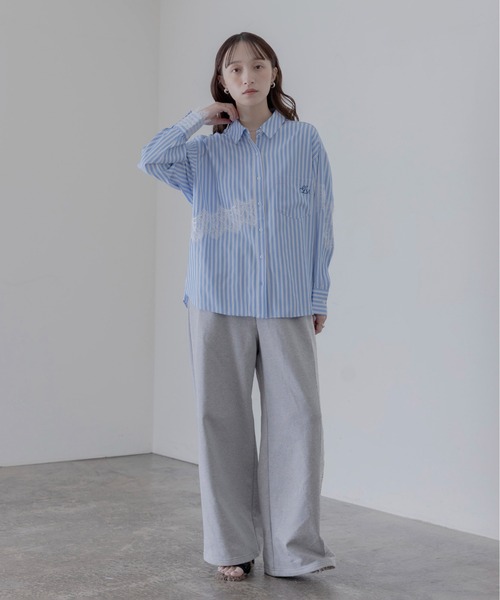 Eimee Law（エイミーロウ） ブラウス シャツ レースラインストライプ