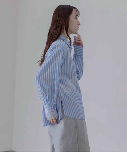 Eimee Law ブラウス ステッチ配色フリルカラーシアーブラウス Eimee Law│Eimee Law