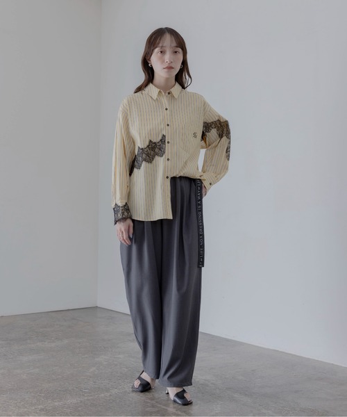 エイミーロウ　Eimee Law　レースブラウス Eimee Law（エイミーロウ） ブラウス シャツ レースラインストライプ