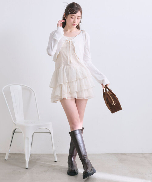 「OLIVE des OLIVE」 コンビワンピース FREE オフホワイト レディース_画像9