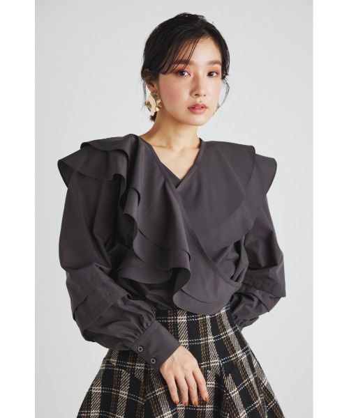 「rienda」 長袖ブラウス FREE ダークグレー レディース_画像3