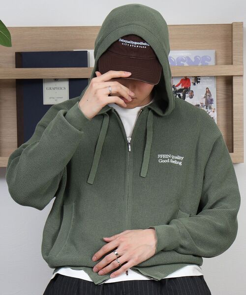 ffein パーカー 「FFEIN（フェイン）」ワンポイント刺繍フード短丈