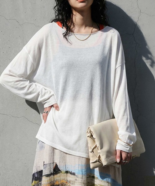 【希少】ANIECA　アニーカ　クルーネック　シアートップス antiqua（アンティカ） antiqua tシャツ クルーネック シアー ロンT