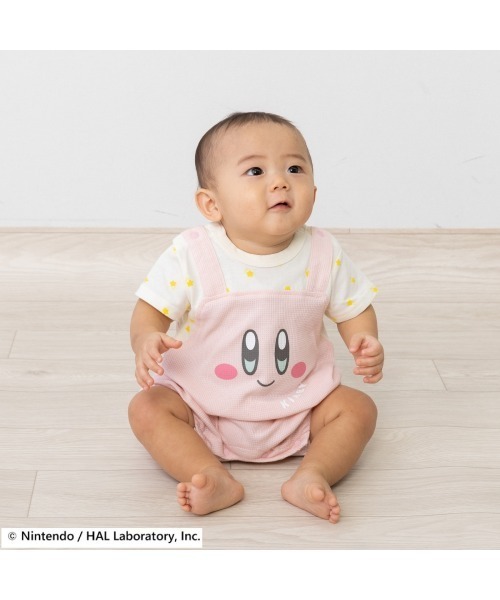 ベビー服 ロンパース 星のカービィ 半袖ロンパース サロペット風 顔