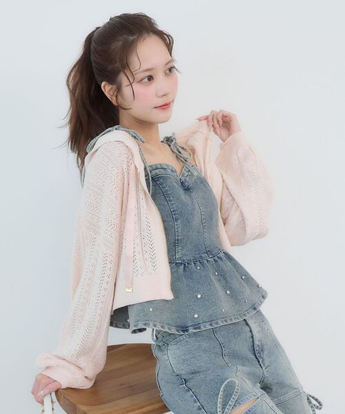 MAJESTIC LEGON（マジェスティックレゴン） パーカー 透かし柄ショート