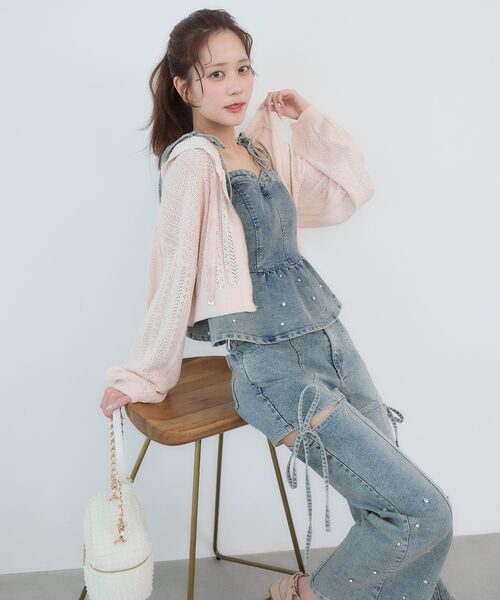 MAJESTIC LEGON（マジェスティックレゴン） パーカー 透かし柄ショート