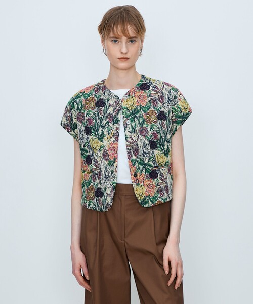 TOMORROWLAND collection ベスト ジレ ビンテージフラワージャカード