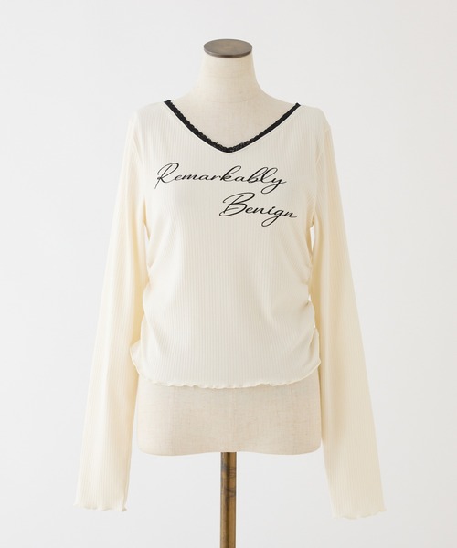 one after another NICE CLAUP tシャツ ロゴレース付きカットソー