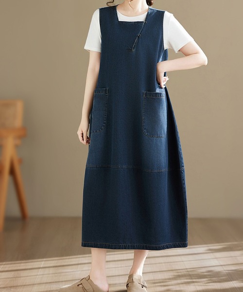 2ly2 ワンピース デニムワンピース レディース ロング ジャンパー 