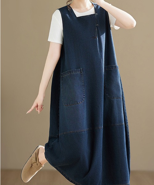 2ly2 ワンピース デニムワンピース レディース ロング ジャンパー