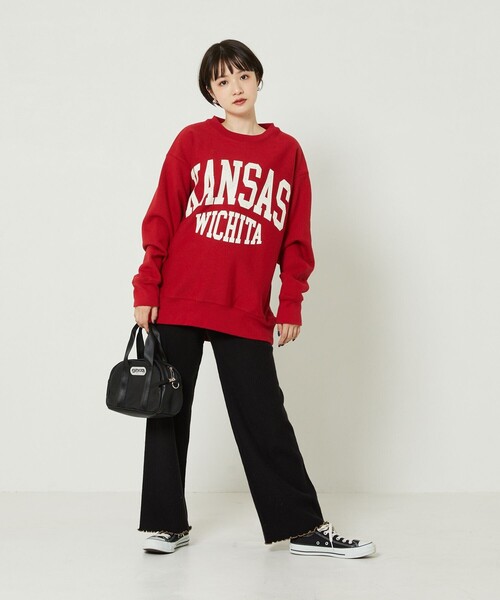 「FREAK'S STORE」 スウェットカットソー フリ- レッド レディース_画像5
