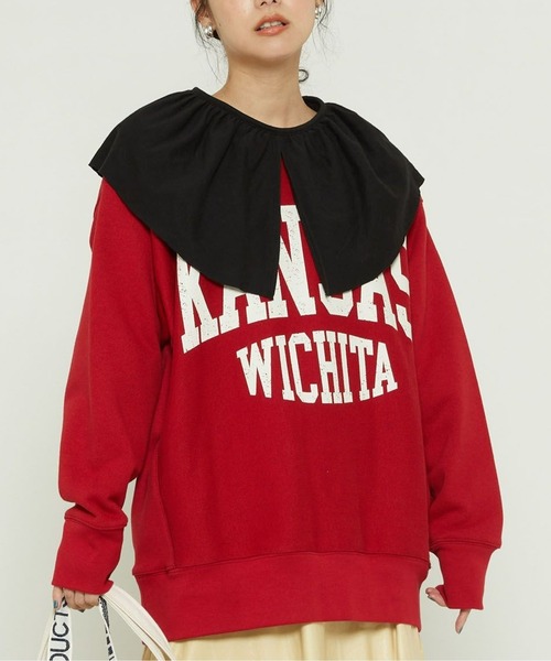 「FREAK'S STORE」 スウェットカットソー フリ- レッド レディース_画像6