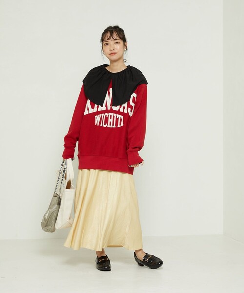 「FREAK'S STORE」 スウェットカットソー フリ- レッド レディース_画像8