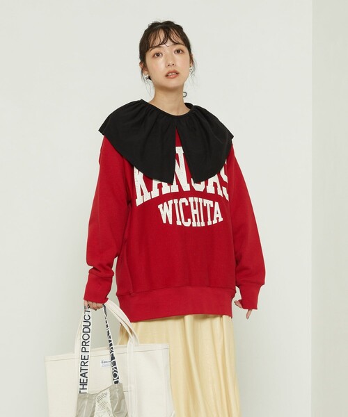 「FREAK'S STORE」 スウェットカットソー フリ- レッド レディース_画像9