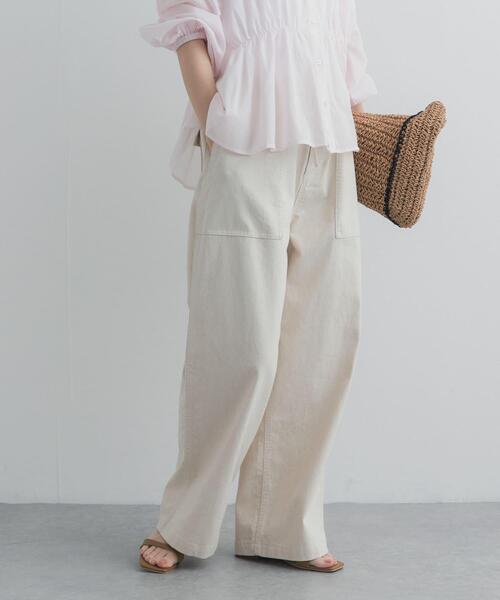ワイドパンツ パンツ コットンベーカーパンツ レディースの画像