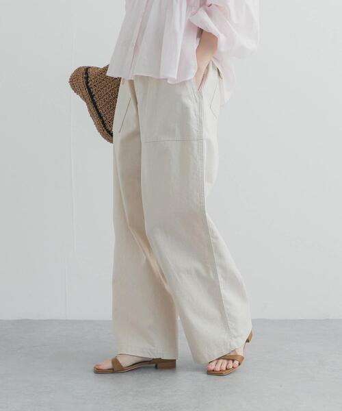 ワイドパンツ パンツ コットンベーカーパンツ レディースの画像