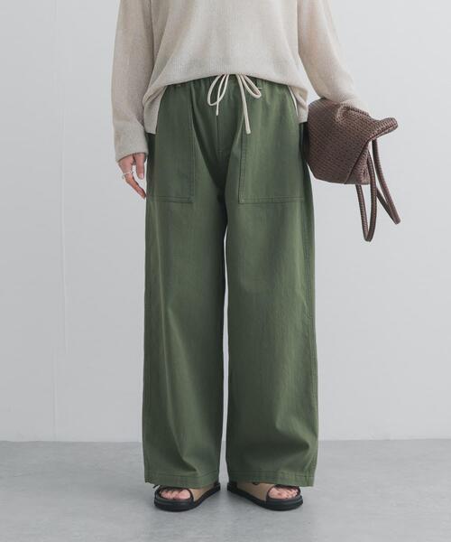 ワイドパンツ パンツ コットンベーカーパンツ レディースの画像