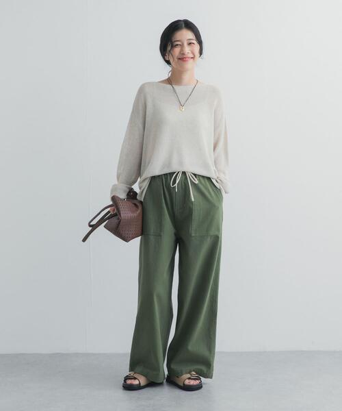 ワイドパンツ パンツ コットンベーカーパンツ レディースの画像