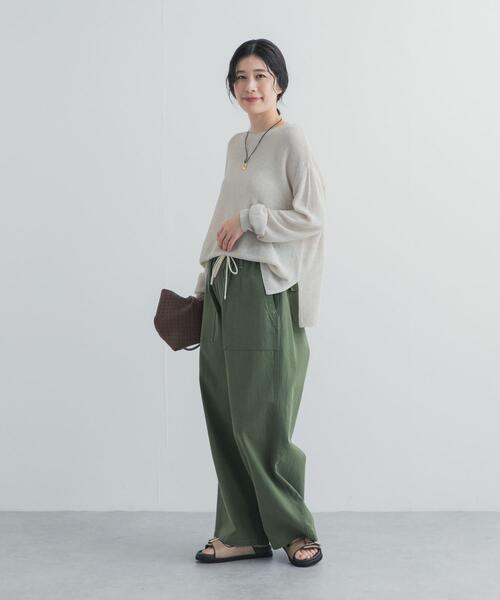 ワイドパンツ パンツ コットンベーカーパンツ レディースの画像