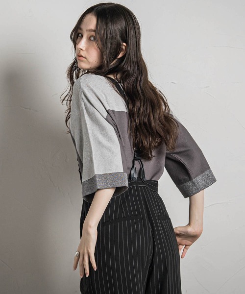 「MAYSON GREY」 7分袖ニット M ブラック レディース_画像6