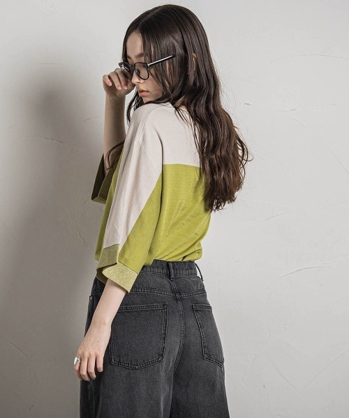 「MAYSON GREY」 7分袖ニット M ブラック レディース_画像9