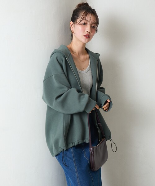 「FREAK'S STORE」 ジップアップパーカー フリ- ブラック レディース_画像7