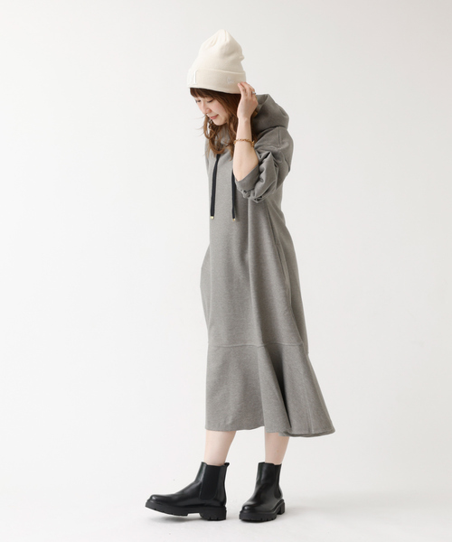 「DESIGNWORKS」 長袖ワンピース フリー グレー レディース_画像4