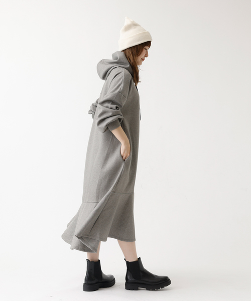 「DESIGNWORKS」 長袖ワンピース フリー グレー レディース_画像5