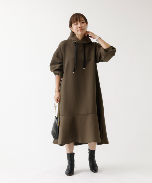 「DESIGNWORKS」 長袖ワンピース フリー グレー レディース_画像6