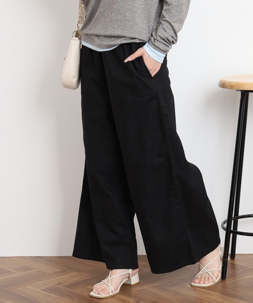 atONE（アットワン） ワイドパンツ パンツ 綿麻ウエストゴムワイド