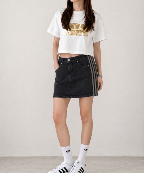 adidas（アディダス） デニムスカート MID RISE DENIM SKIRT/3-STRIPES 
