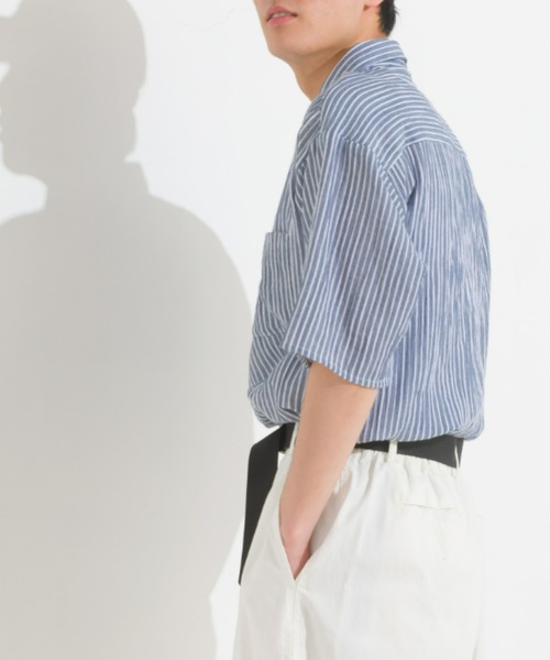 「OMNES」 7分袖シャツ MEDIUM ブラック メンズ_画像3