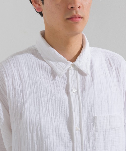 「OMNES」 7分袖シャツ MEDIUM ブラック メンズ_画像6