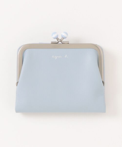 【新品未使用】agnes b. 二つ折り財布 がま口 ライトブルー agnes b.（アニエスベー） 財布 FREE ブルー系その他 レディース