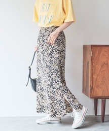 【新品】DOUX ARCHIVES ベージュ ロングスカート DOUX ARCHIVES スカート 「EC限定」 単色花デシンスカート