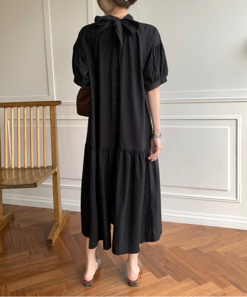 emi+ ワンピース レディース バックリボンハイネックワンピース 