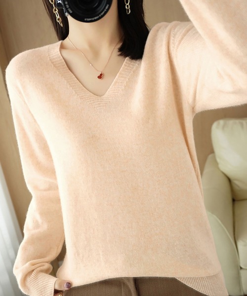 BLANC FICELLE ニット セーター ニット ベーシック Vネック レディース