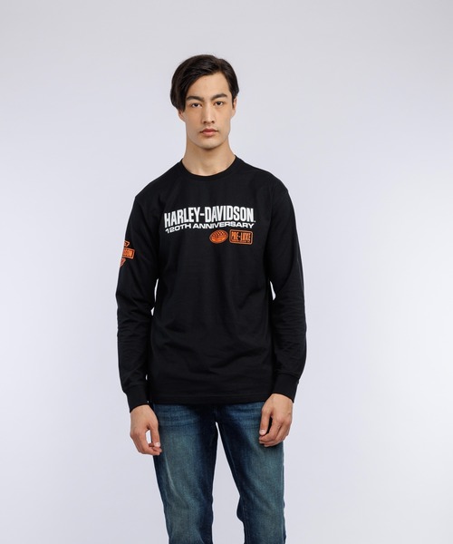 Harley Davidson ロングスリーブTシャツ ブラック ライジングイーグルロングスリーブTシャツ -ハーレー