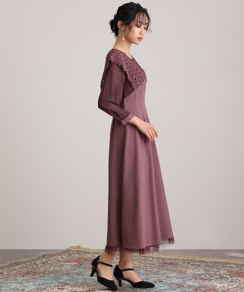 atlo（アトロ） ドレス ミモレ丈＆七分袖フォーマルエンジェルスリーブ