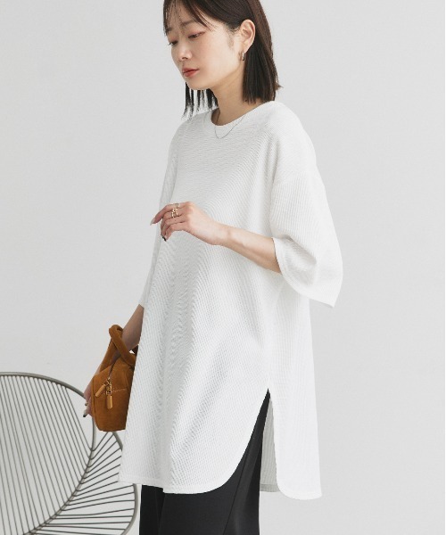 ad thie（アドティエ） tシャツ 裾ラウンド ワッフルTシャツ