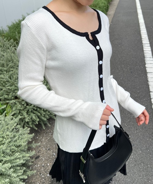 カーディガン ロゴ カジュアル バイカラー ルーズ ユニセックス カーディガン バイカラーカーディガン レディース : ZOZOTOWN