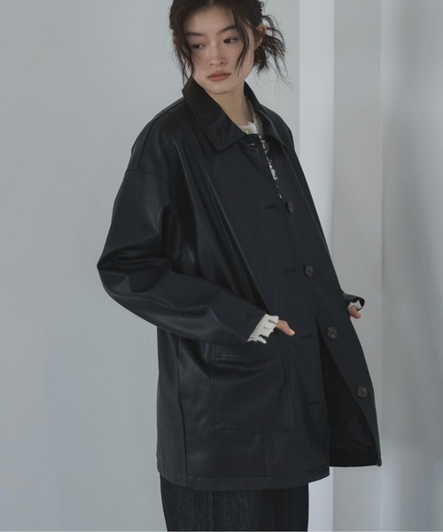 ちーさん【新品】フェイクレザーカバーオールＪＫ feepur（フェピュール）の「フェイクレザーカバーオール（カバーオール