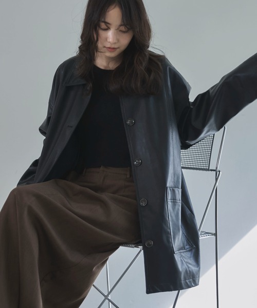 feepur（フェピュール） カバーオール フェイクレザーカバーオール