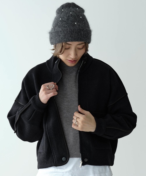 Mia ブルゾン アウター パイピングデザインブルゾン レディース