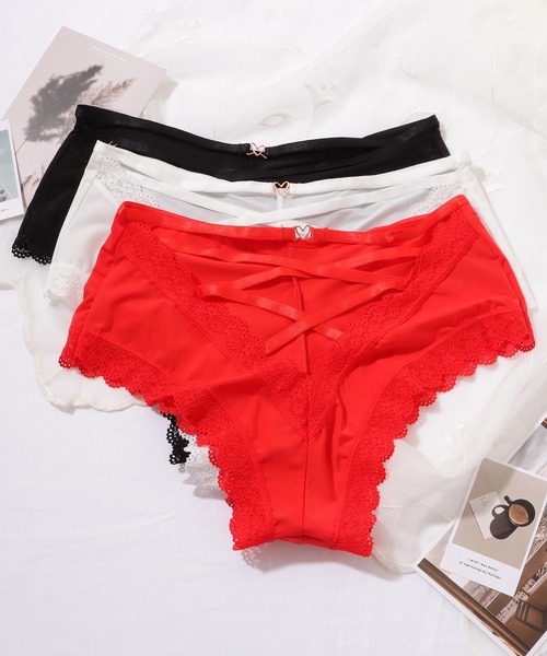 【待望★】 Lace Ladies ショーツ 「3枚セット」ハイウエストバッククロス 洋楽