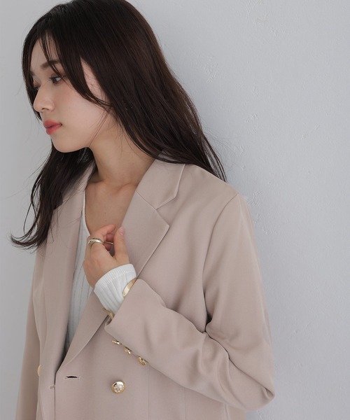 ElegChic ジャケット テーラードジャケット ダブルテーラード