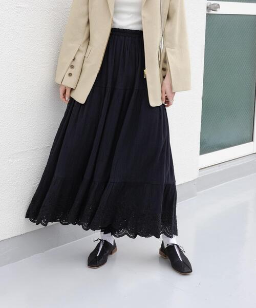 SENSE OF PLACE by URBAN RESEARCH ロング スカート スカラップレース